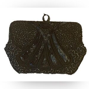 Vintage‎ small black beaded clutch​